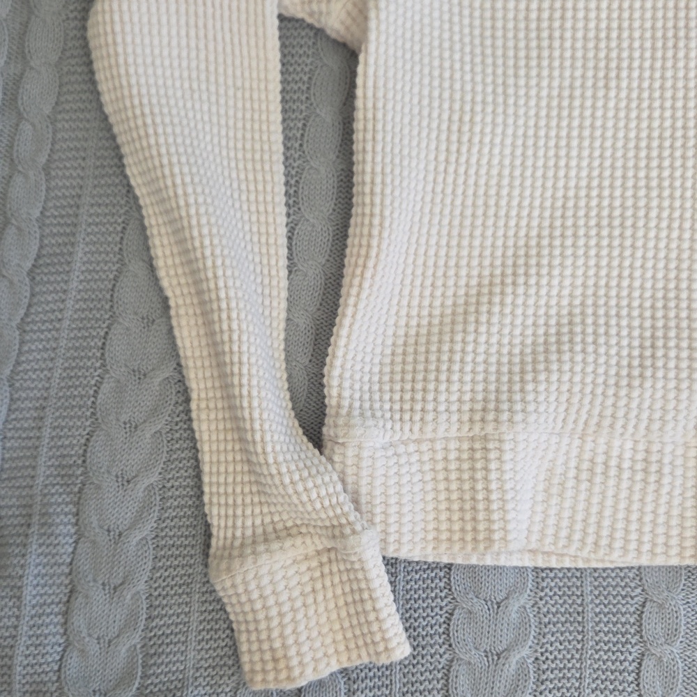 The North Face Mock Neck Chabot Thermal Waffle Knit LS Shirt Women's Small White - Picture 5 of 8